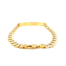 14k Two Tone Gold Mens Narrow Curb Chain ID Bracelet with White Pave (6.70 mm) | - Forever in Harmony