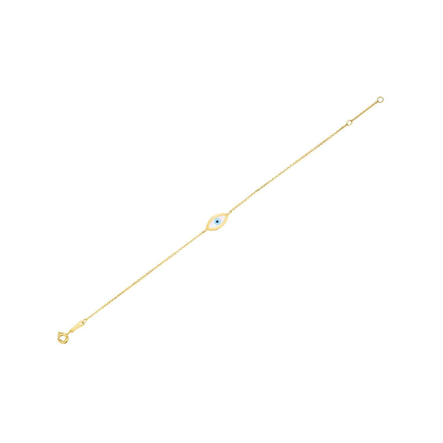 14k Yellow Gold MOP Evil Eye Bracelet (1.00 mm) |