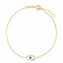 14k Yellow Gold MOP Evil Eye Bracelet (1.00 mm) | - Forever in Harmony