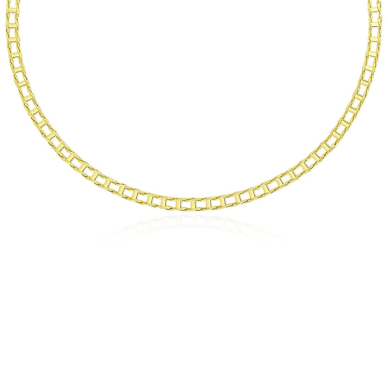 14k Yellow Gold Men's Necklace with Track Design Links |