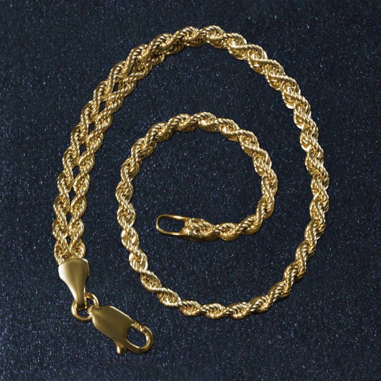 Double Rope Chain Bracelet in 10k Yellow Gold (2.10 mm) | - Forever in Harmony