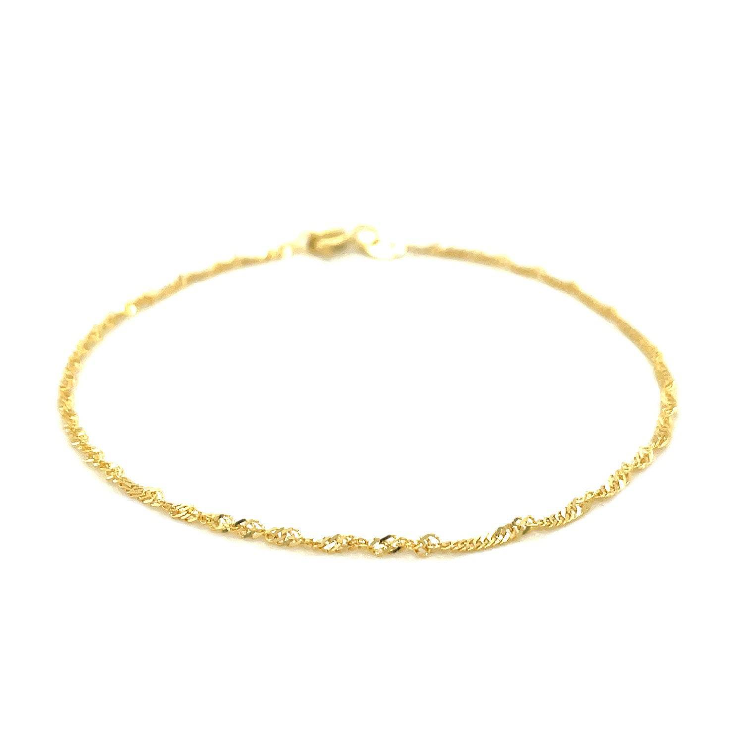 10k Yellow Gold Singapore Bracelet (1.50 mm) | - Forever in Harmony