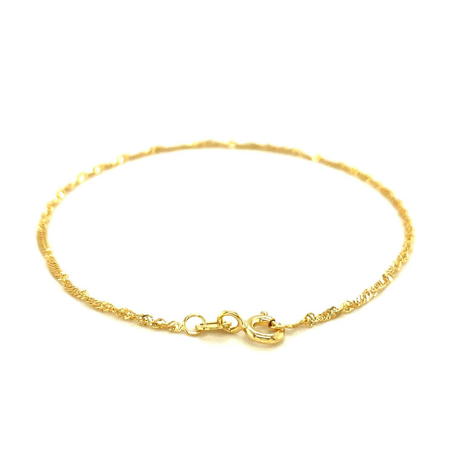 10k Yellow Gold Singapore Bracelet (1.50 mm) | - Forever in Harmony