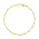 14k Yellow Gold High Polish Alternating Bead Paperclip Bracelet  (3.50 mm) | - Forever in Harmony