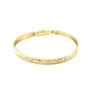 10k Yellow Gold Dome Childrens Diamond Cut Florentine Bangle (4.00 mm) | - Forever in Harmony