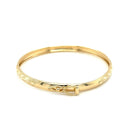 10k Yellow Gold Dome Childrens Diamond Cut Florentine Bangle (4.00 mm) | - Forever in Harmony