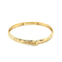 10k Yellow Gold Dome Childrens Diamond Cut Florentine Bangle (4.00 mm) | - Forever in Harmony