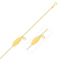 14k Yellow Gold Heart Accented Childrens Cable Chain ID Bracelet (6.35 mm) | - Forever in Harmony