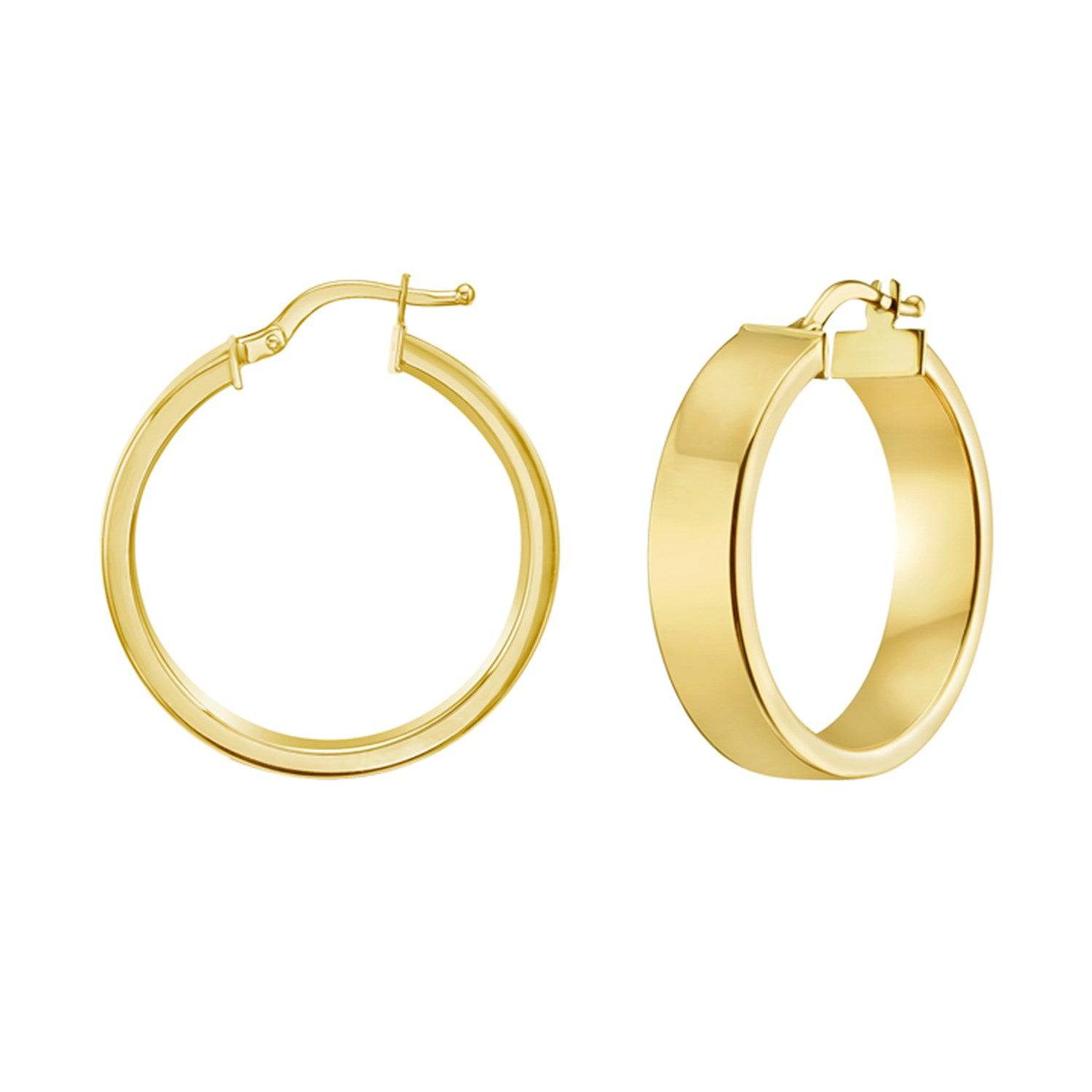 Medium Tube Shaped Hoop Earrings in 14K Yellow Gold