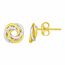 14k Two Tone Gold Love Knot Earrings