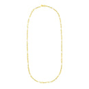 14k Yellow Gold Paperclip Chain and Pearl Necklace