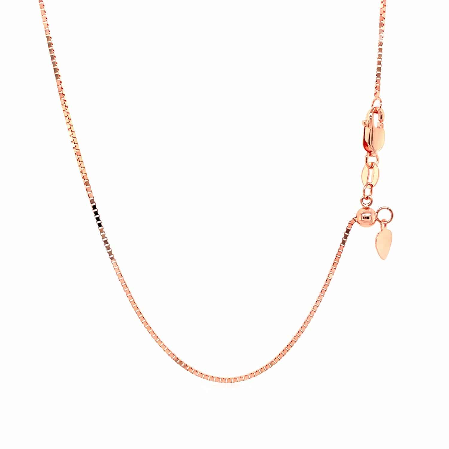 14k Rose Gold Adjustable Box Chain (0.85 mm)