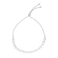 14k White Gold Adjustable Friendship Bracelet with Pearls (5.00 mm) | 9.25''