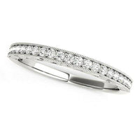 14k White Gold Milgrain Bordered Round Diamond Wedding Band (1/6 cttw) - Forever in Harmony