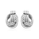 Polished Love Knot Earrings with Interlocking Rings in Sterling Silver(15mm)