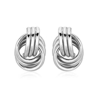 Polished Love Knot Earrings with Interlocking Rings in Sterling Silver(15mm)