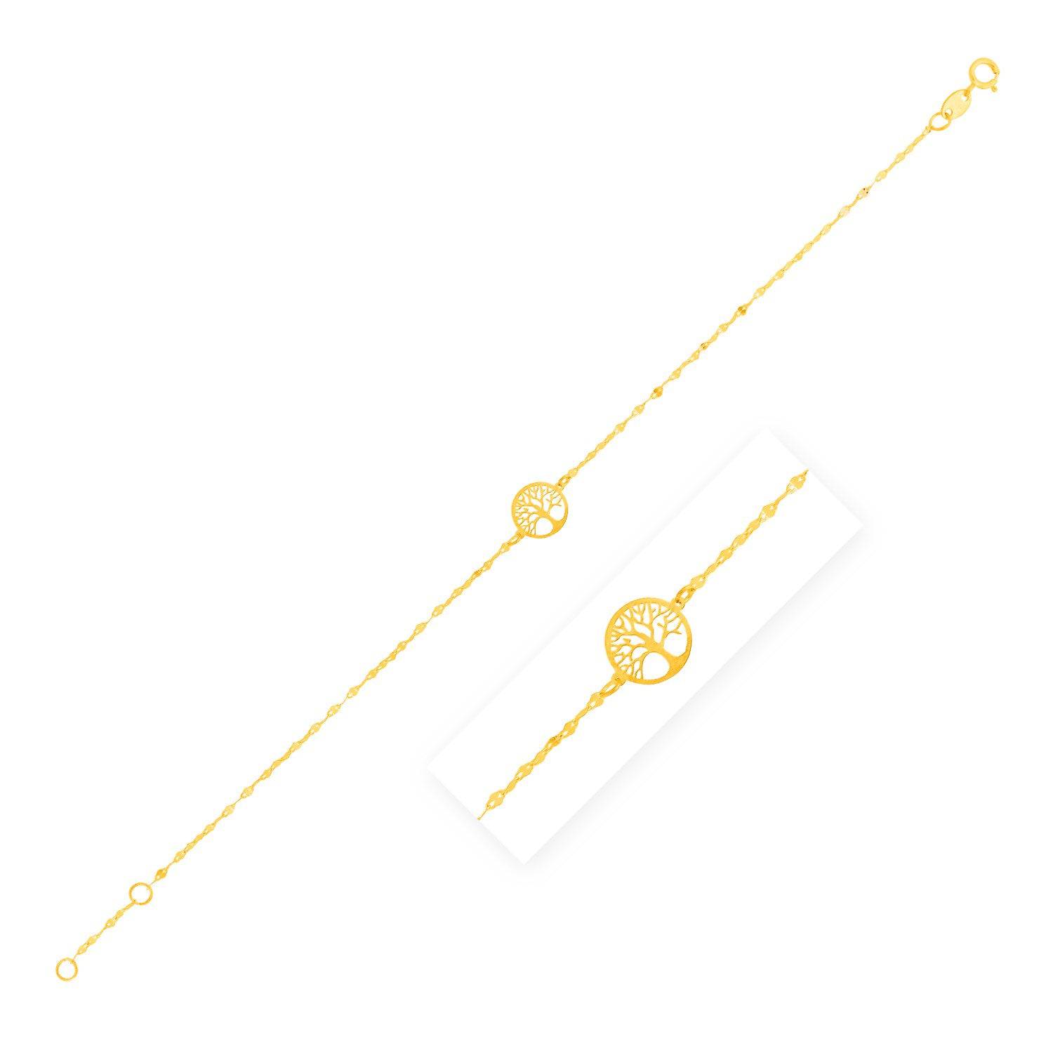 14K Yellow Gold Tree of Life Bracelet (1.20 mm) |