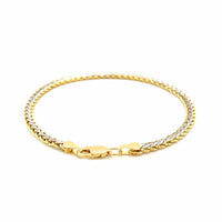 Two-Toned Fine Wheat Chain Bracelet in 10k Yellow and White Gold (3.00 mm) | - Forever in Harmony