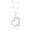 14k White Gold Floating Heart Drop Pendant