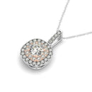 14k White And Rose Gold Cushion Shape Halo Diamond Pendant (1/2 cttw) - Forever in Harmony