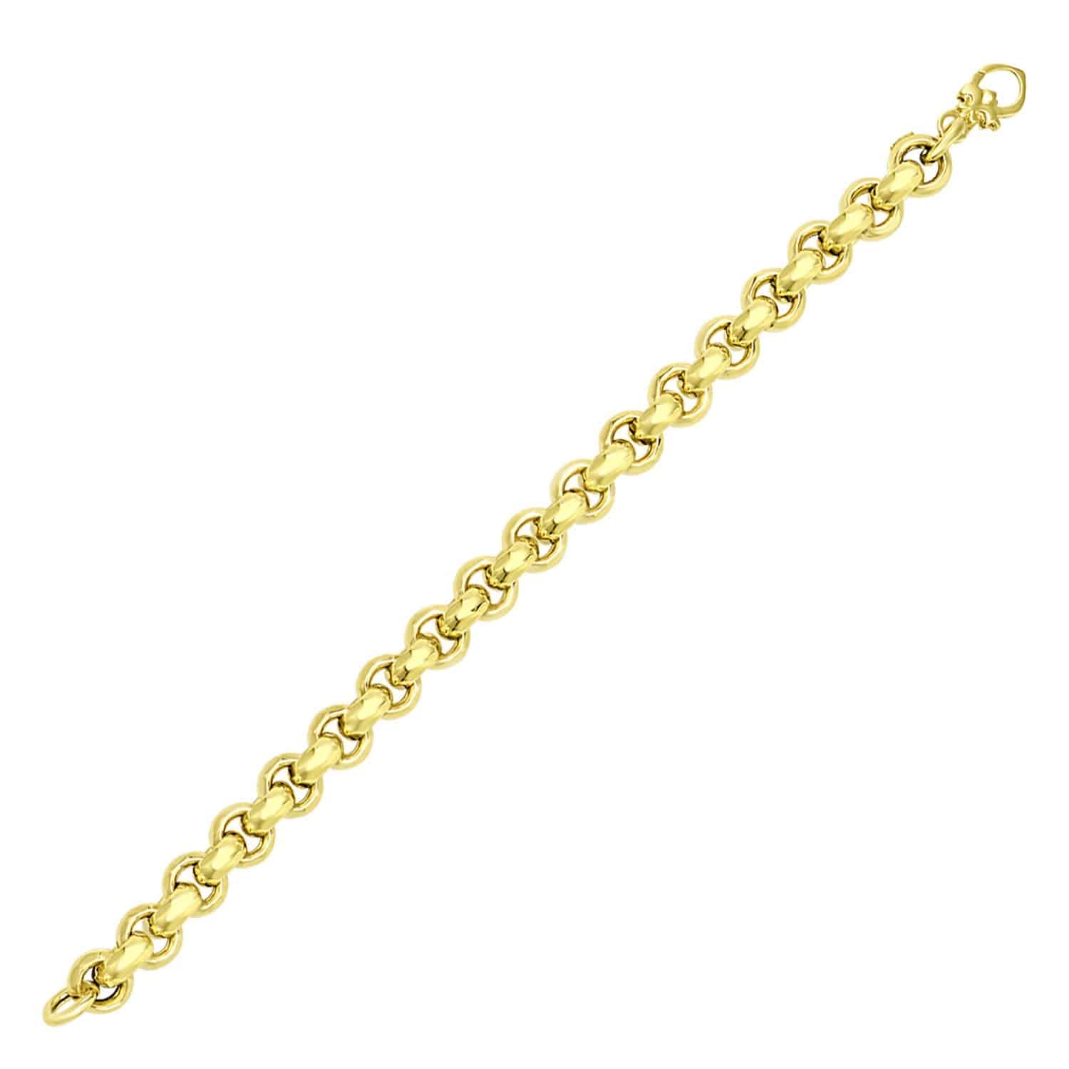 14k Yellow Gold Rolo Design Shiny Bracelet (9.75 mm) |