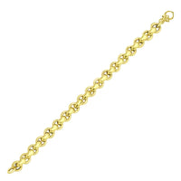 14k Yellow Gold Rolo Design Shiny Bracelet (9.75 mm) | - Forever in Harmony