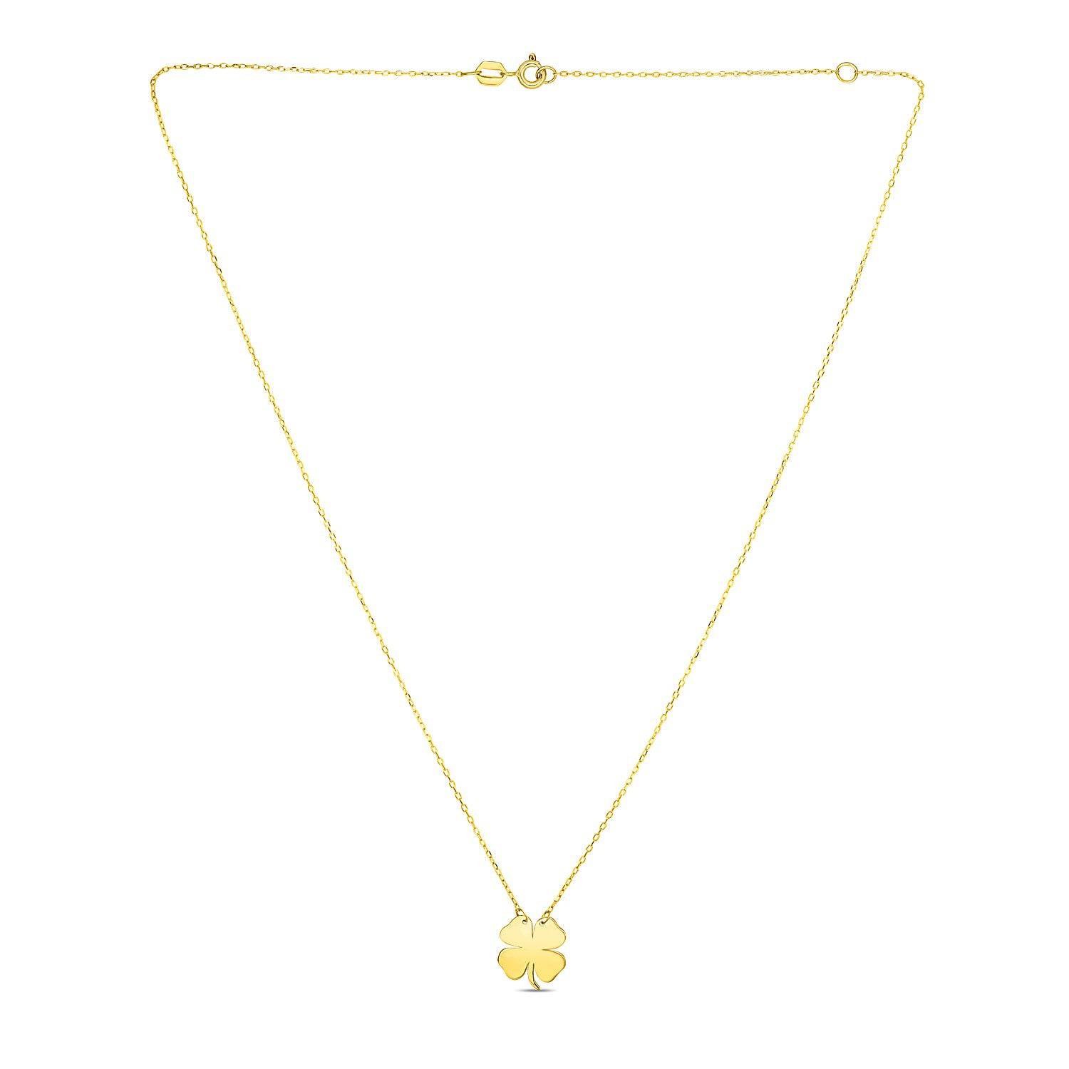 14K Yellow Gold Four Leaf Clover Necklace