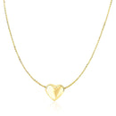 14k Yellow Gold Chain Necklace with Sliding Puffed Heart Charm