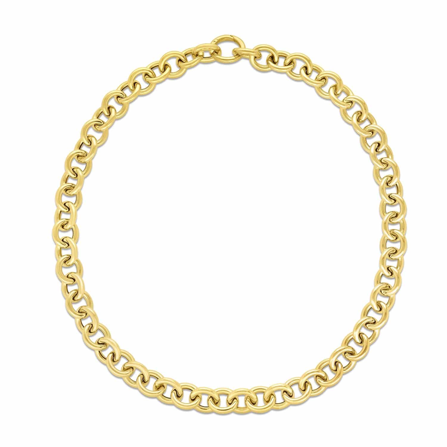 14k Yellow Gold Round Link Chain Necklace