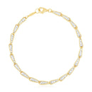 14k Two Tone Gold High Polish Diamond Cut Link Chain Bracelet (3.20 mm) | 7.5''