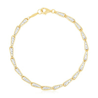 14k Two Tone Gold High Polish Diamond Cut Link Chain Bracelet (3.20 mm) | 7.5''