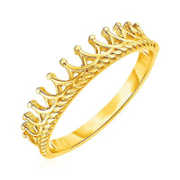 14k Yellow Gold Crown Motif Ring