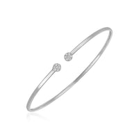 14k White Gold High Polish Diamond Cluster Bangle (2.00 mm) - Forever in Harmony