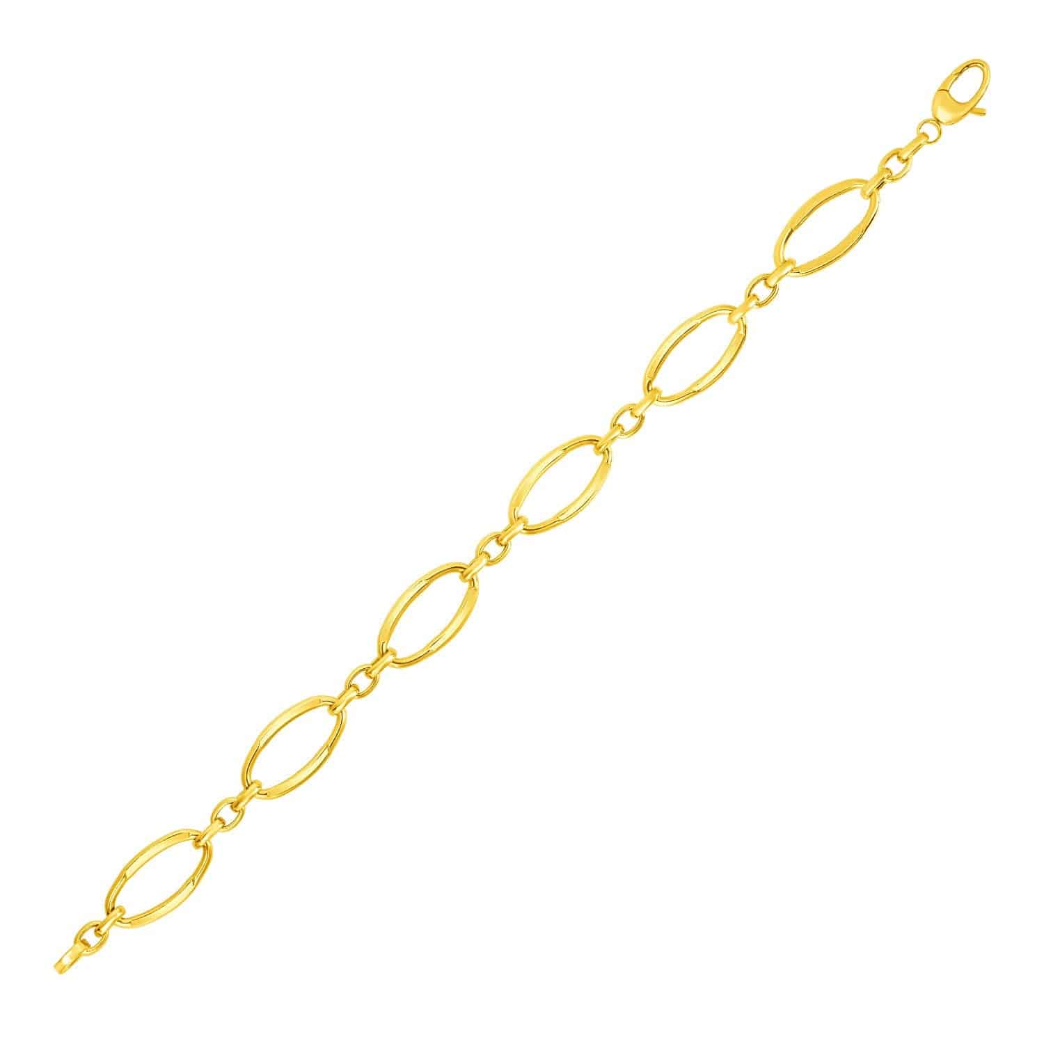 14k Yellow Gold Bracelet with Polished Oval Links (10.00 mm) |