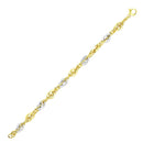 14k Two-Tone Gold Interlaced Smooth and Textured Link Bracelet (10.00 mm) | 7.5''