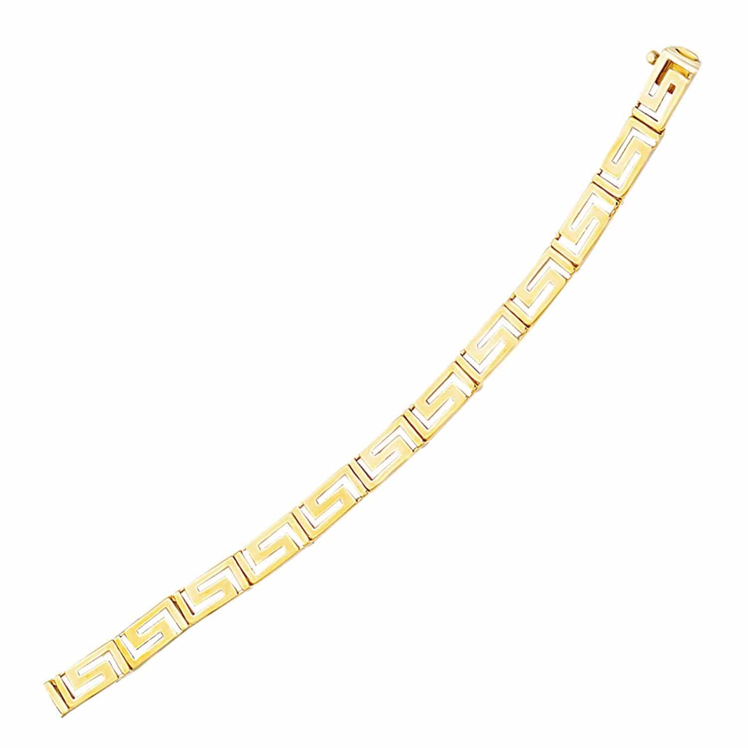 14k Yellow Gold Fancy Greek Key Motif Bracelet (6.35 mm) |