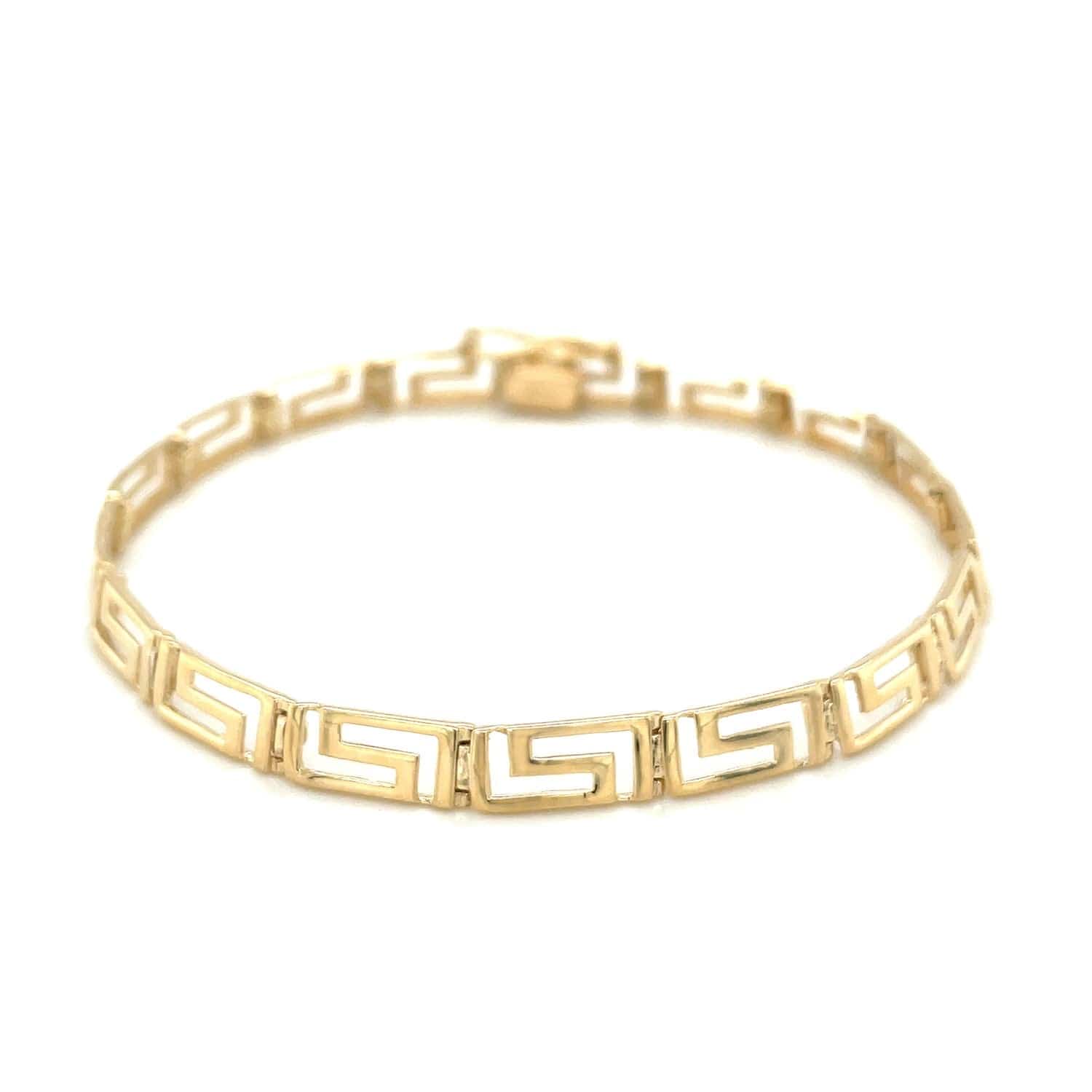 14k Yellow Gold Fancy Greek Key Motif Bracelet (6.35 mm) |