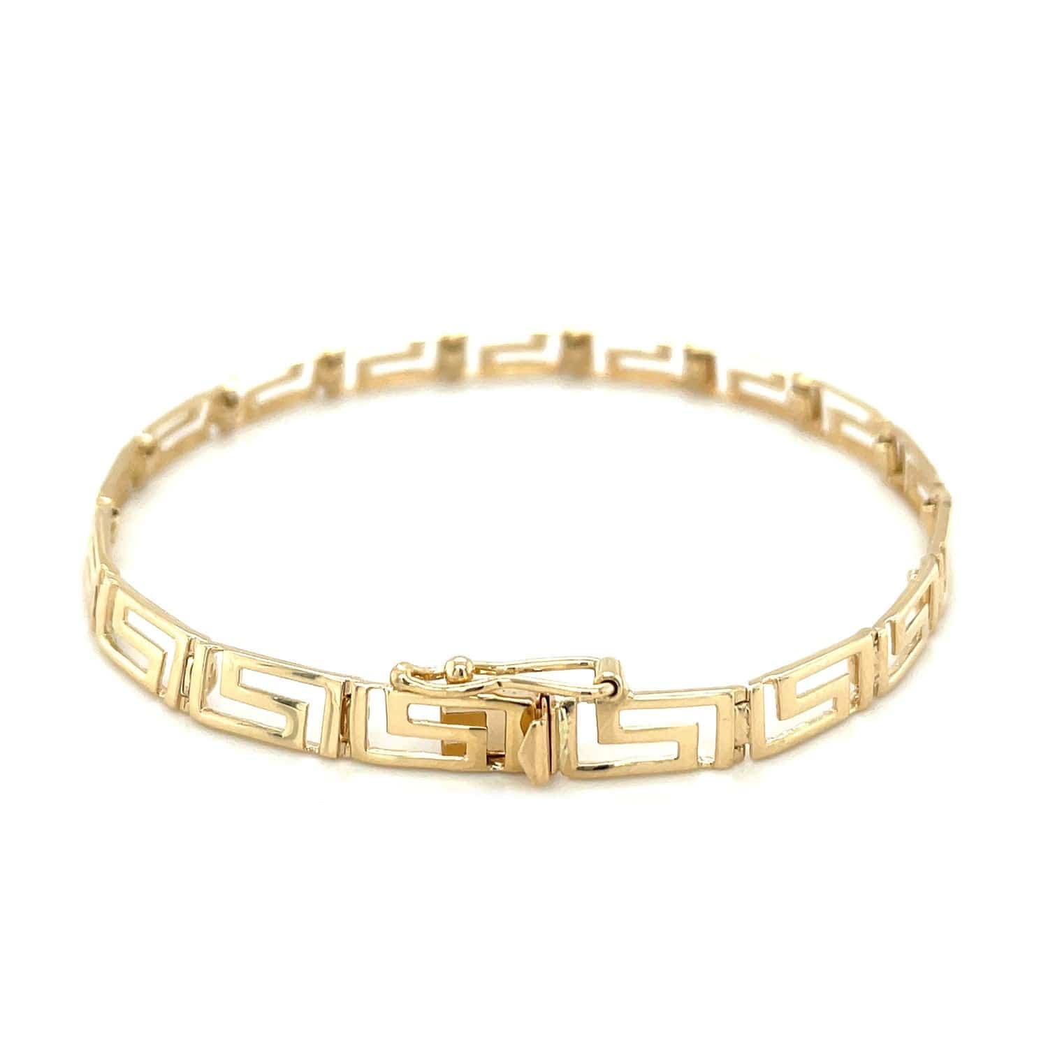 14k Yellow Gold Fancy Greek Key Motif Bracelet (6.35 mm) | - Forever in Harmony