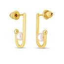 14k Yellow Gold J Hoop Pearl Earrings