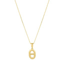 Polished Puff Mariner Link Necklace in 14K Yellow Gold