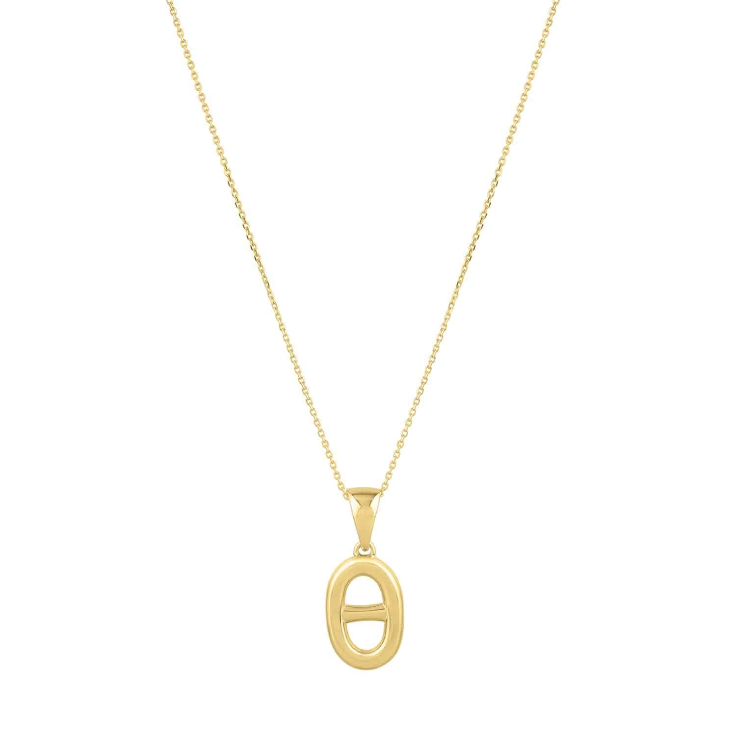 Polished Puff Mariner Link Necklace in 14K Yellow Gold