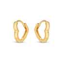 14k Yellow Gold Heart Huggie Hoops