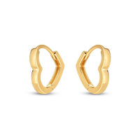 14k Yellow Gold Heart Huggie Hoops