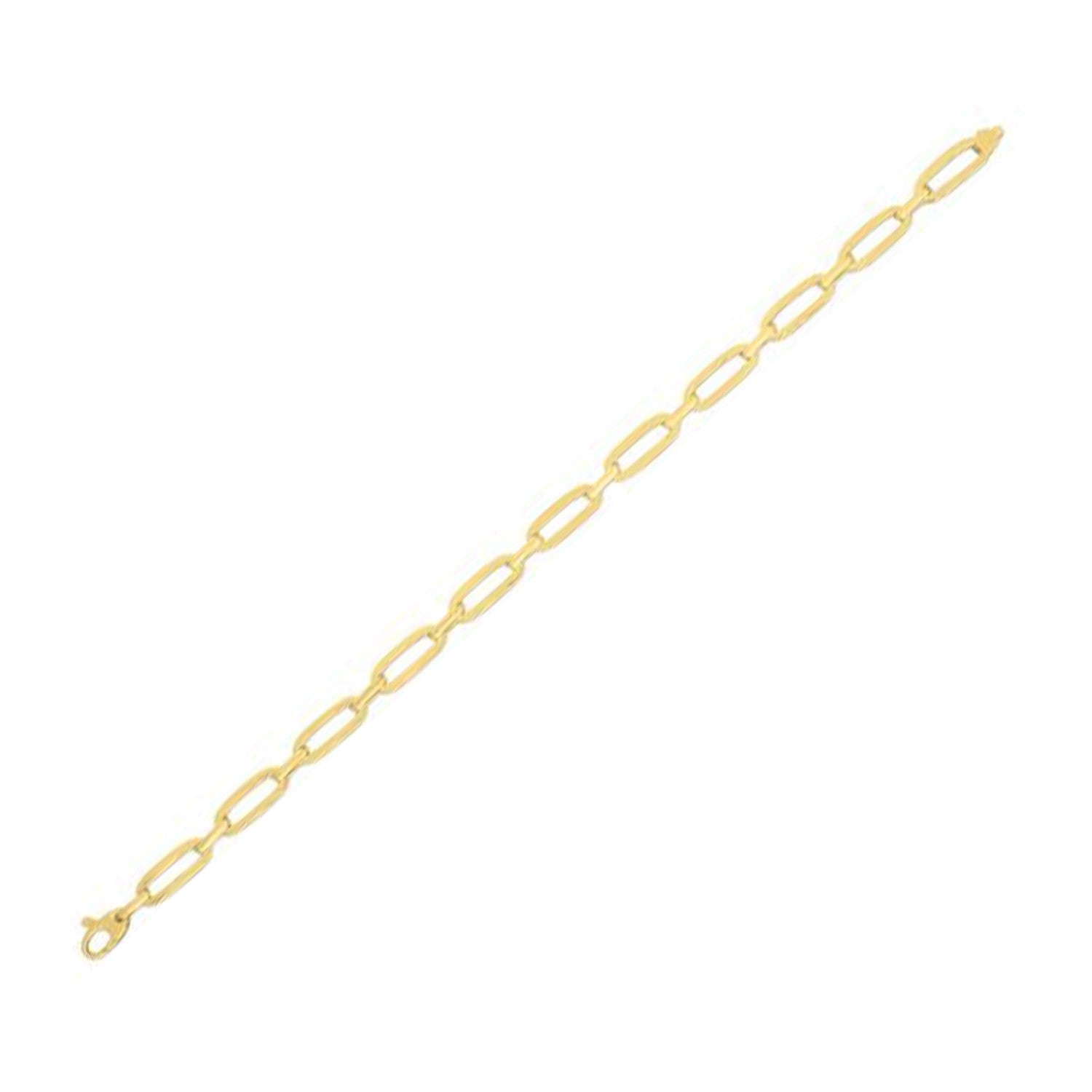 14k Yellow Gold 7 1/4 inch Bombay Paperclip Chain Bracelet (4.60 mm)