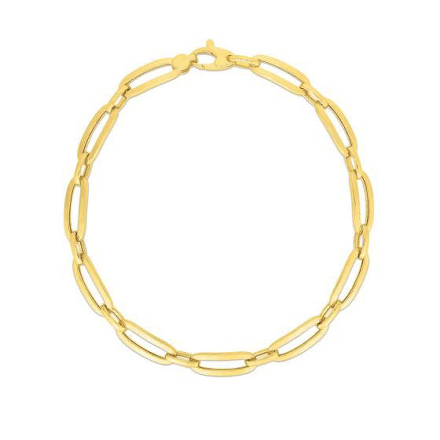 14k Yellow Gold 7 1/4 inch Bombay Paperclip Chain Bracelet (4.60 mm) - Forever in Harmony