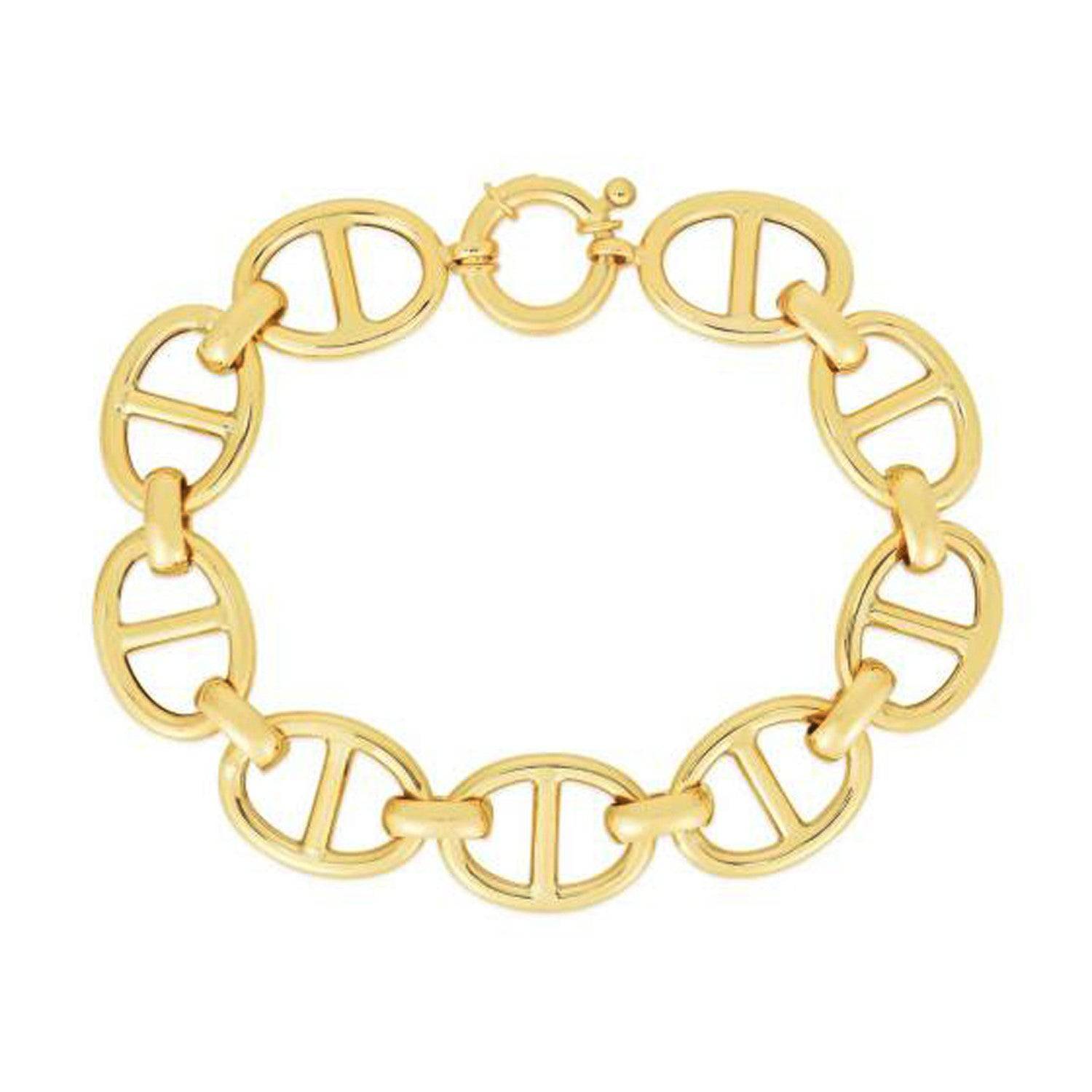 14k Yellow Gold High Polish Mariner Link Bracelet  (13.80 mm) |