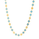 14k Yellow Gold Turquoise Geometric Mirror Gem Chain Necklace (5.00 mm)