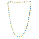 14k Yellow Gold Turquoise Geometric Mirror Gem Chain Necklace (5.00 mm)