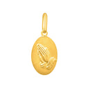 Religious Pendant with Praying Hands in 14K Yellow Gold