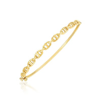 14k Yellow Gold High Polish Puffed Mariner Link Bangle (4.60 mm) | 7''